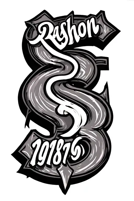 RaShon with the capital S filled with three birth years 2009, 1986 1987 and in cursive font tattoo design idea