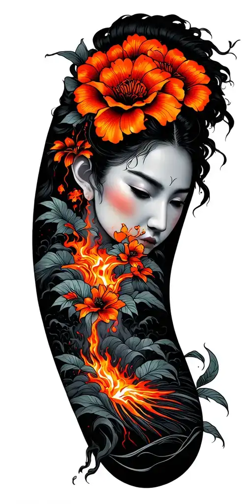 Hawaii Volcano black tattoo design idea