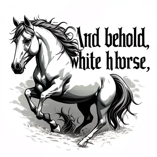 "And behold, a white horse" pale white horse, apocalyptic  tattoo design idea