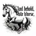 "And behold, a white horse" pale white horse, apocalyptic  tattoo design idea