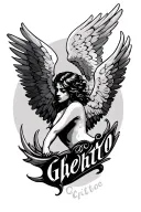 Ghetto angels letters tattoo design idea