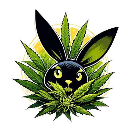 cannabis bud bursting open playboy bunny logo tattoo design idea