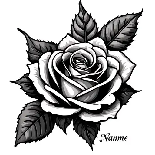 rose with name  tattoo design idea