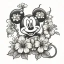 cherry blossom branches shaped like mickey mouse tattoo design idea