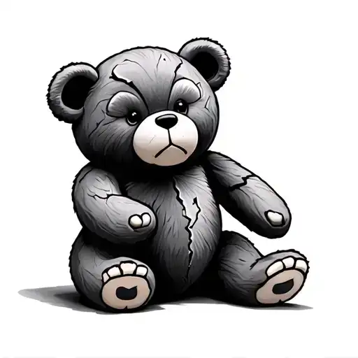 Broken Teddy Bear tattoo design idea
