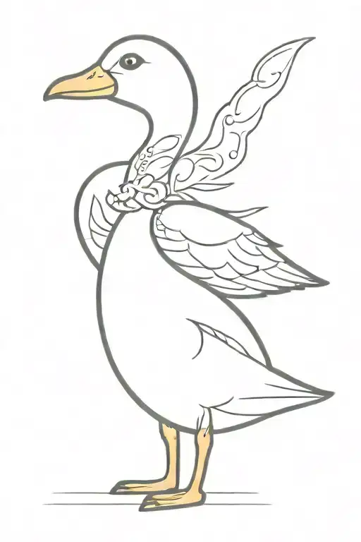 silly goose cartoon tattoo design idea