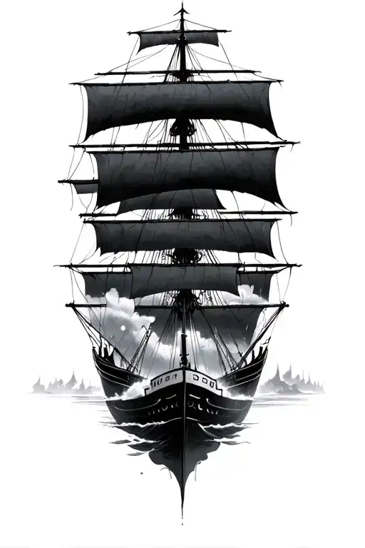 Ship In Storm tattoo design idea