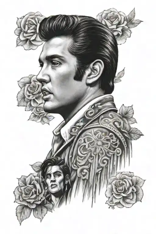 Elvis Presley black and white sleeve tattoo design tattoo design idea
