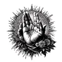 religious prayer hands reaching tattoo design idea