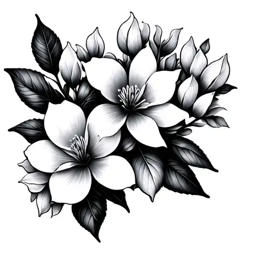 dogwood flower orange blossom flower magnolia flowers intertwined tattoo design idea