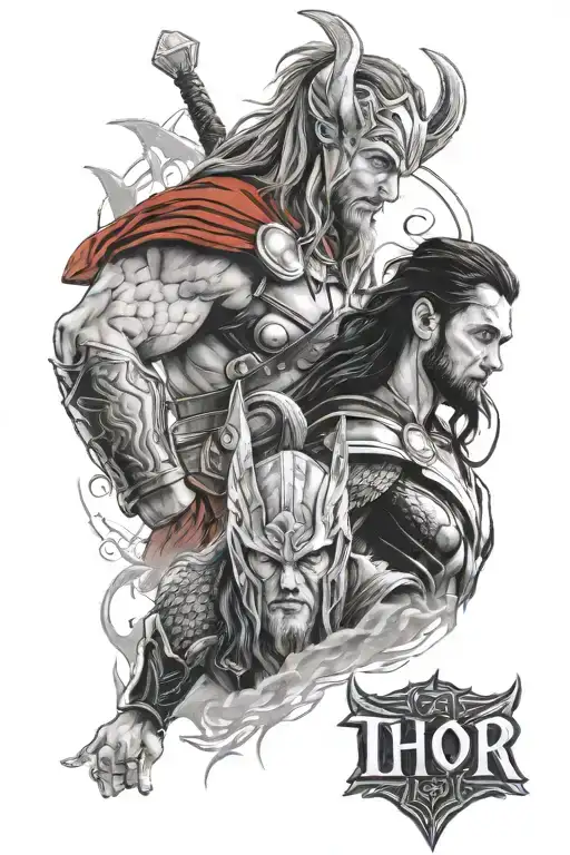 Thor and Loki (Norse Mythology) tattoo design idea