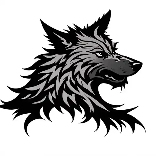 viking wolf silhouette intertwined tattoo design idea