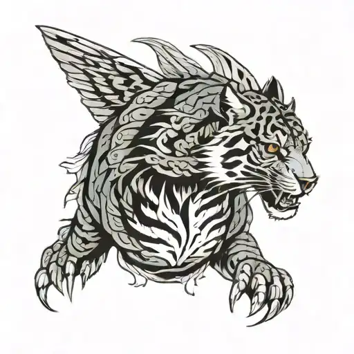 roaring tiger flying peregrine falcon soaring and bear tattoo design idea