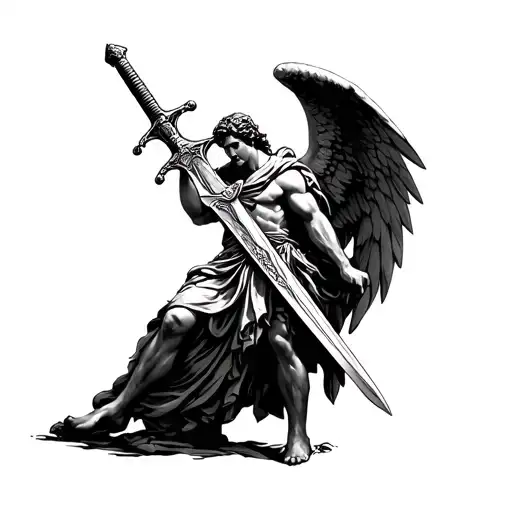 St. Michael with a sword on ankle bracelet tattoo design idea