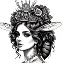 bee queen tattoo design idea