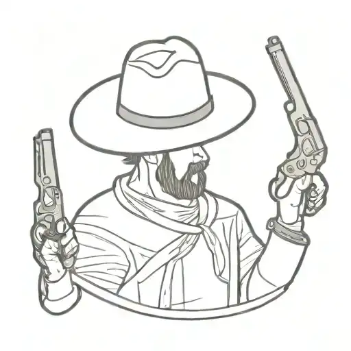cowboy with two glocks  tattoo design idea