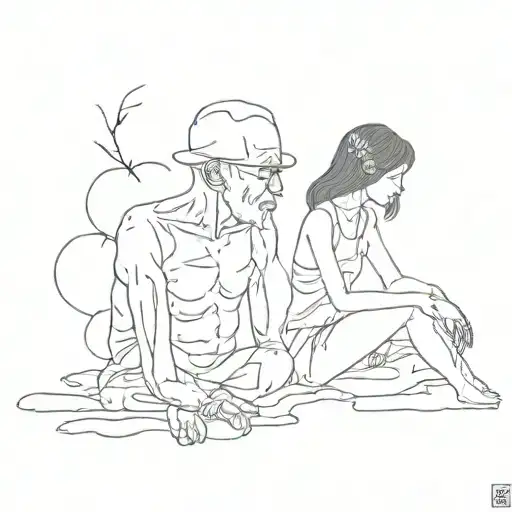 girl and her deceased grandfather tattoo design idea
