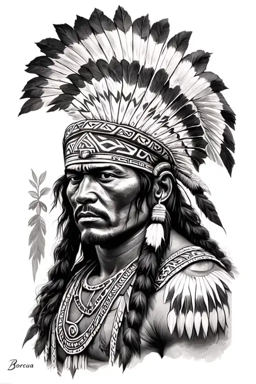 "Boricua Guerrero" Taino Indian Warrior Greek God tattoo design idea