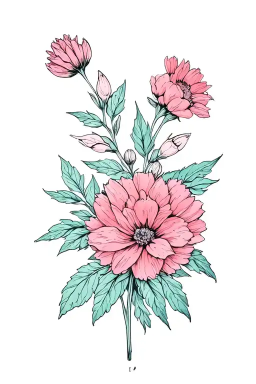june birth flower intertwined with March birth flower tattoo design idea