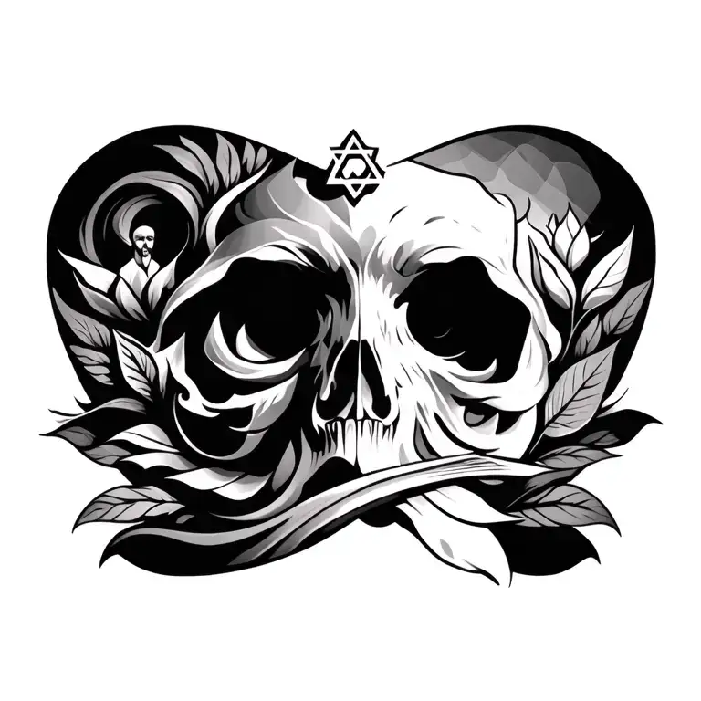 Christianity, islam, hinduism, Judaism, taoism all of this realigion make in 1 tattoo chest tattoo design idea