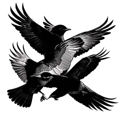 four birds in flight, each symbolizing a different struggle tattoo design idea