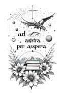 "ad astra per aspera " concept tattoo featuring  Books, Solar system, , mountain, stormlight archive reference, wyvern on flowers tattoo design idea