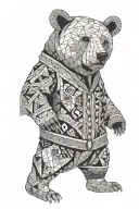 Full body shot of a bear wearing traditional clothes of a miller tattoo design idea