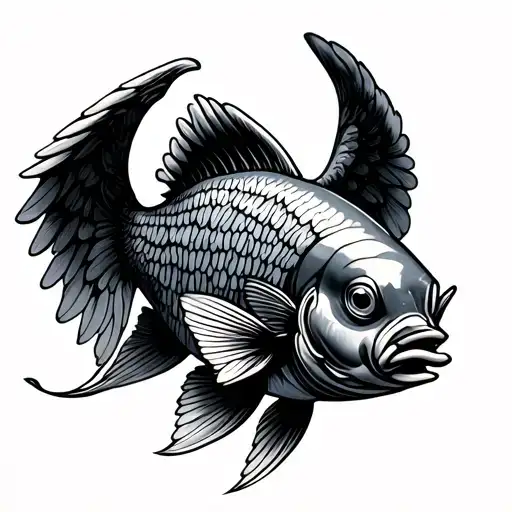 small fish with angel wings  tattoo design idea