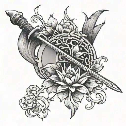 scythe and lotus tattoo design idea