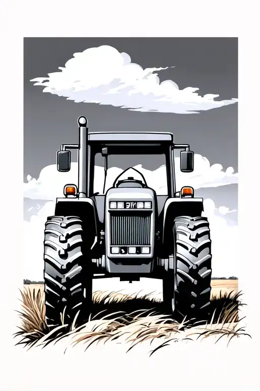 farmer tractor tattoo design idea