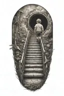 stairs to heaven with little boy tattoo design idea