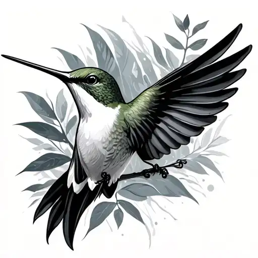 humming bird mountain beach forest tattoo design idea