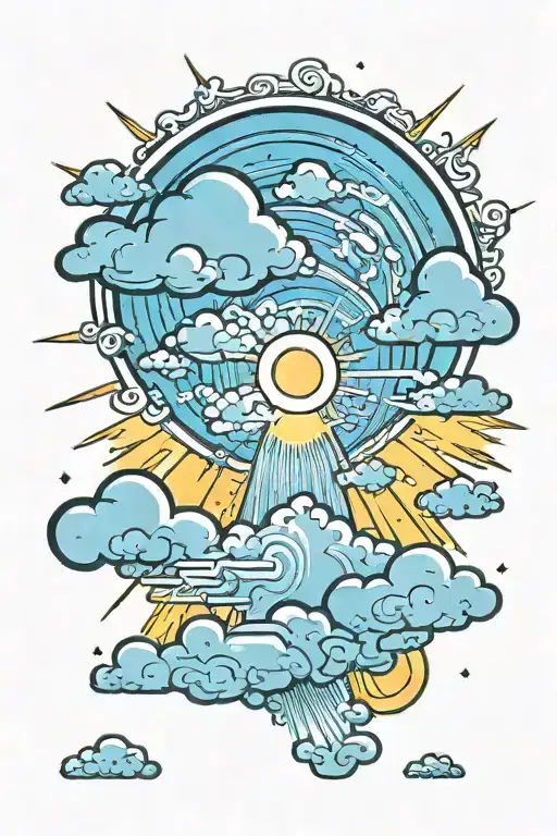 sun rays breaking through clouds tattoo design idea