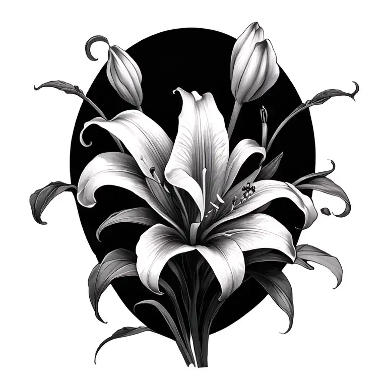 Black And White Flower tiger lily flowers tattoo design idea