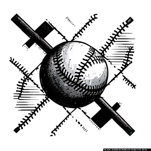 An abstract geometric design of baseball stitches forming a unique pattern, showcasing the precision required in pitching tattoo design idea