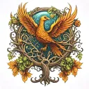 Phoenix Bird Inside A Tree Of Life tattoo design idea