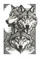 wolfs face split tattoo design idea