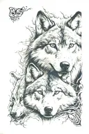 wolfs face split tattoo design idea