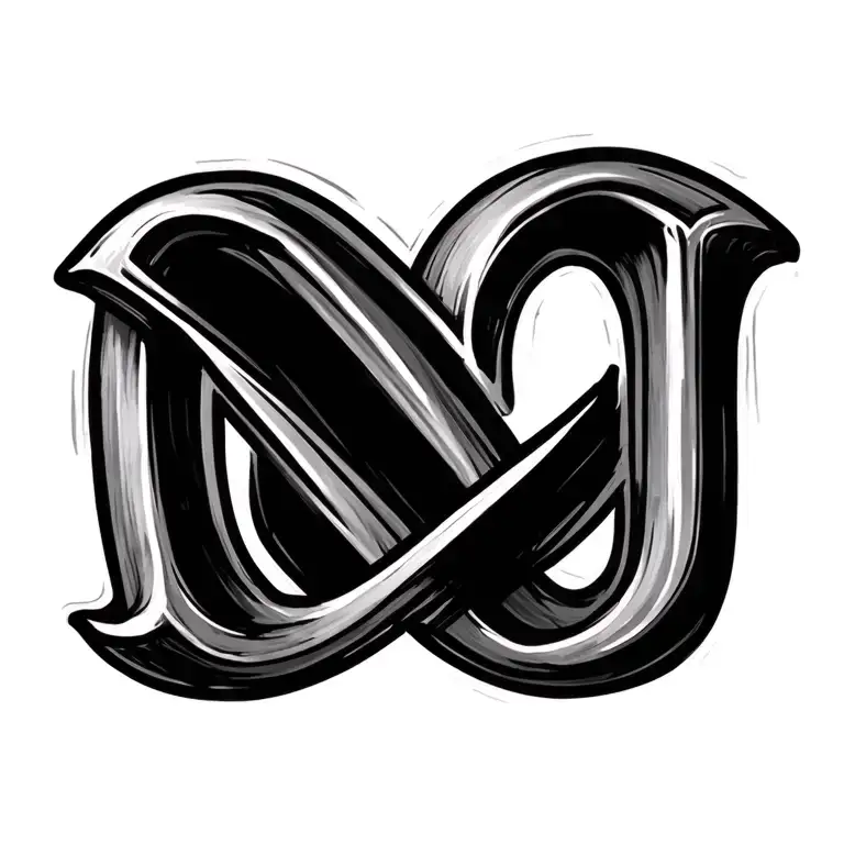 infinity met letter n en j written in calligraphy tattoo design idea