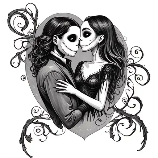 jack and sally couples tattoo tattoo design idea