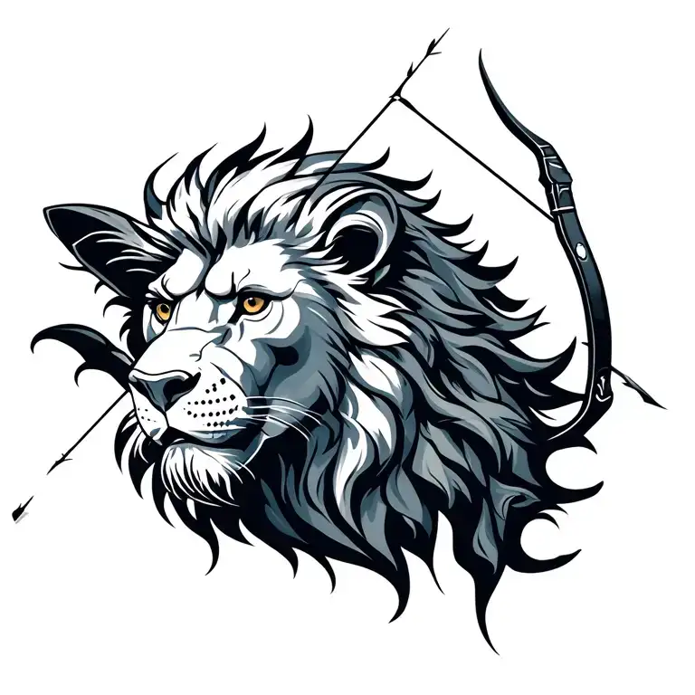 Sagittarius archer shooting lion head tattoo design idea
