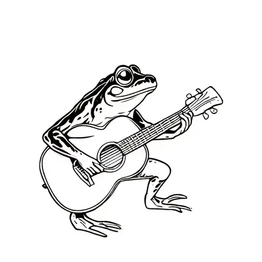 frog playing acoustic guitar tattoo design idea