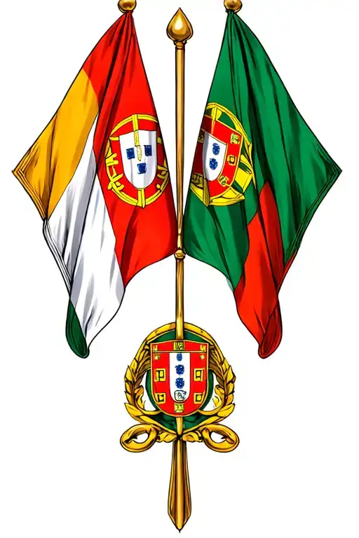 Irish and Portuguese flags crossed tattoo design idea