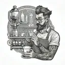 barista man doing latte art design tattoo design idea