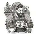 barista man doing latte art design tattoo design idea