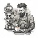 barista man doing latte art design tattoo design idea
