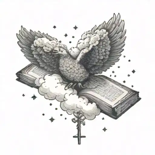 religious with clouds  and Bible verse  tattoo design idea