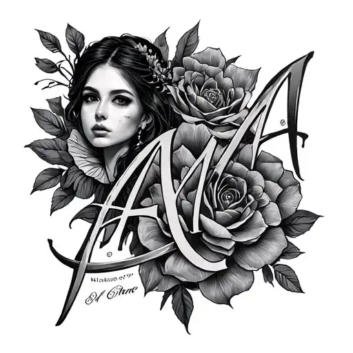 NAME "AYA" with viens With words tattoo design idea
