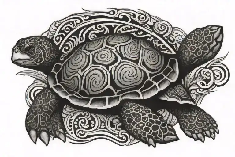 hawaiian tribal, cancer ribbon, turtle tattoo design idea