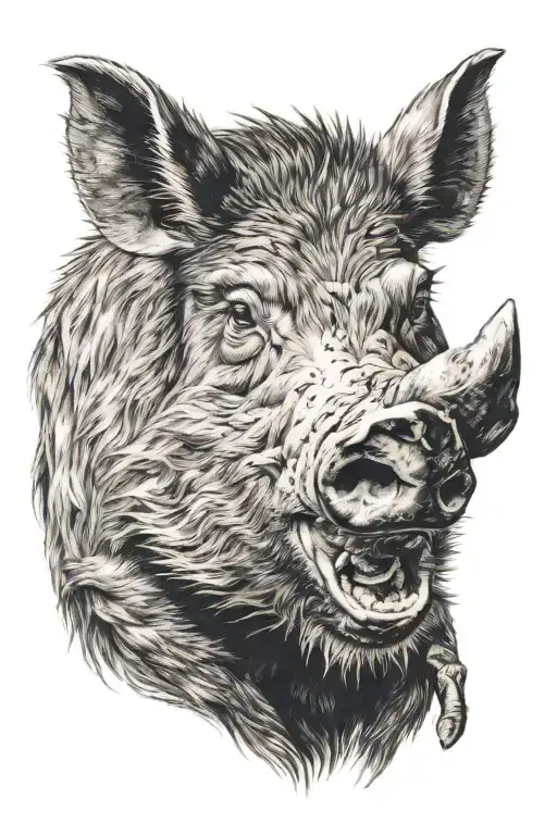 wild boar head tattoo design idea